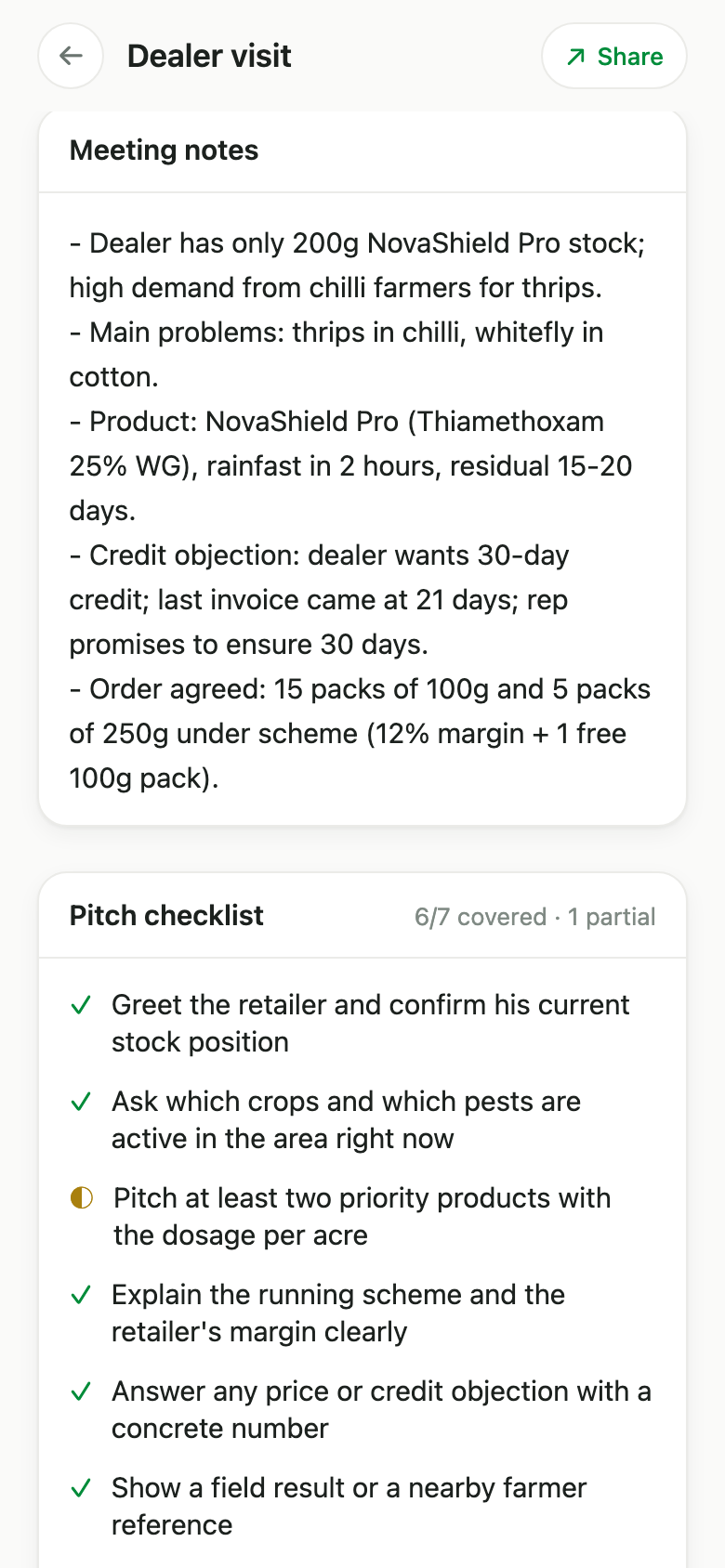 Visit summary